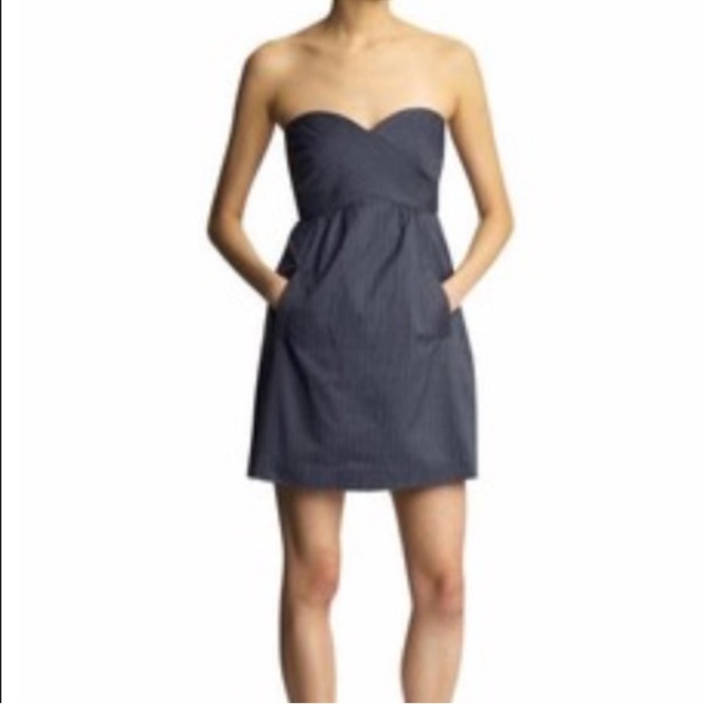 Tibi Strapless navy pinstripe dress nwt size 6